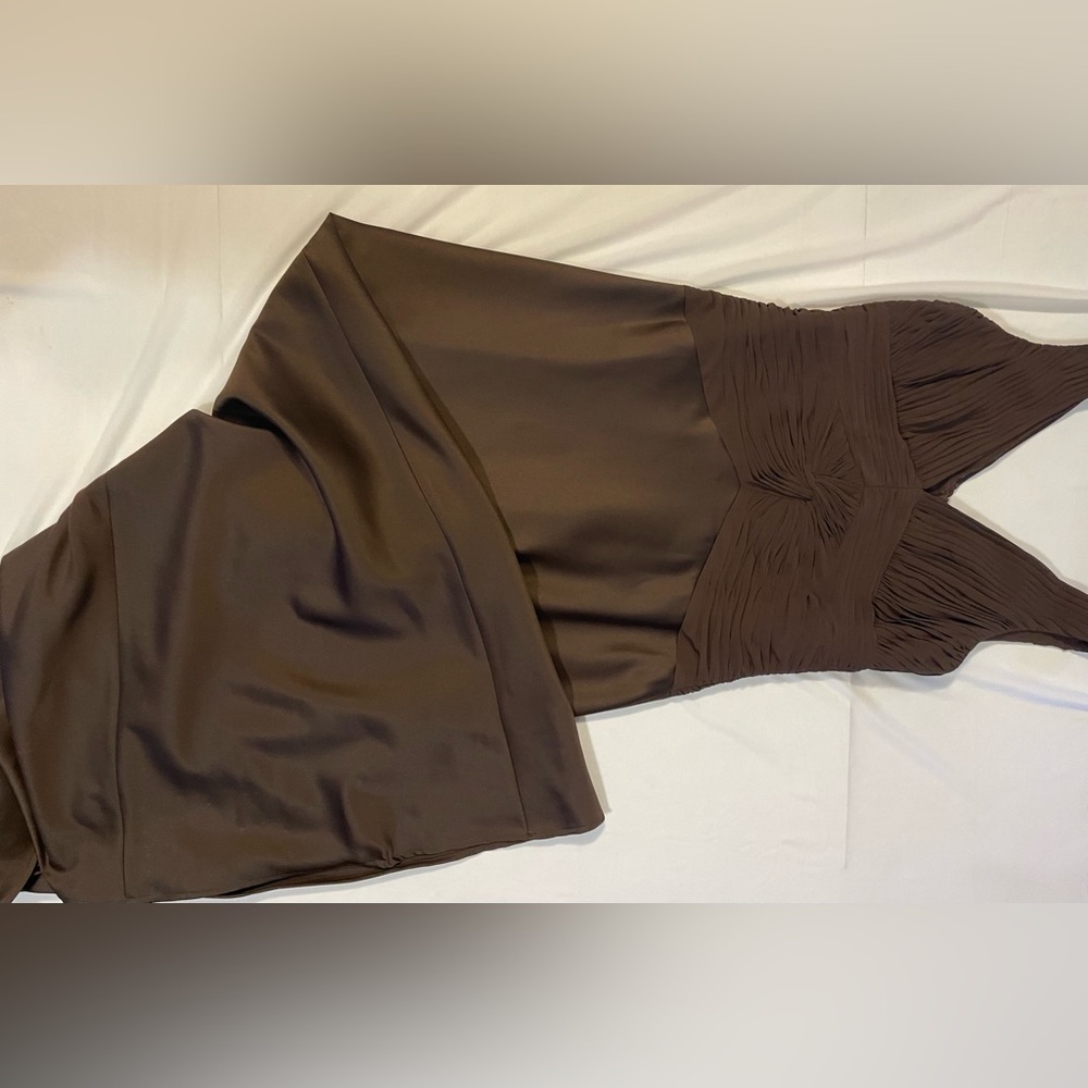 Adrianna Papell Chocolate Brown Satin A-Line Skirt